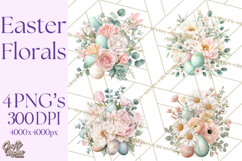 Easter Floral Clipart, Watercolor Spring Flowers Png Product Image 1