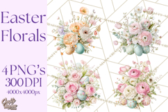Easter Floral Clipart, Watercolor Spring Flowers Png Product Image 1