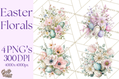Easter Floral Clipart, Watercolor Spring Flowers Png Product Image 1
