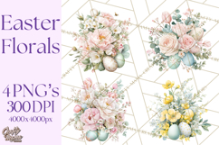 Easter Floral Clipart, Watercolor Spring Flowers Png Product Image 1