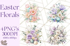 Easter Floral Clipart, Watercolor Spring Flowers Png Product Image 1
