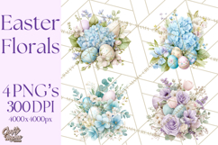Easter Floral Clipart, Watercolor Spring Flowers Png Product Image 1