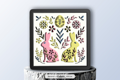 Twin Bunnies Easter Folk Art Layered 3D Shadow Box Product Image 1