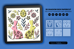 Twin Bunnies Easter Folk Art Layered 3D Shadow Box Product Image 2