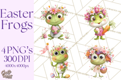 Frog Easter Clipart PNG, Cute Frog Holding Eggs, Pastel Png Product Image 1