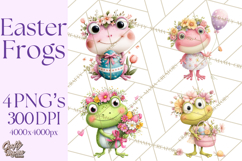 Frog Easter Clipart PNG, Cute Frog Holding Eggs, Pastel Png Product Image 1
