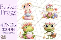 Frog Easter Clipart PNG, Cute Frog Holding Eggs, Pastel Png Product Image 1