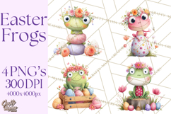 Frog Easter Clipart PNG, Cute Frog Holding Eggs, Pastel Png Product Image 1