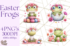 Frog Easter Clipart PNG, Cute Frog Holding Eggs, Pastel Png Product Image 1