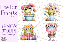 Frog Easter Clipart PNG, Cute Frog Holding Eggs, Pastel Png Product Image 1