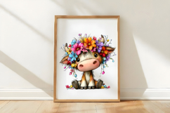 Watercolor Easter Funny Cow Clipart Product Image 2