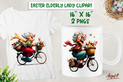 Funny Elderly Old lady clipart Easter clip art PNG Product Image 1