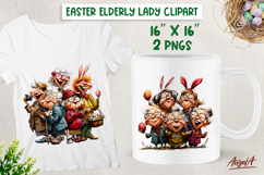 Happy Elderly ladies best friends Friendship Easter clipart Product Image 1