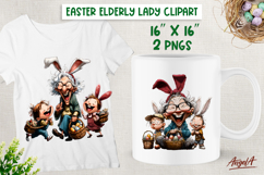 Elderly lady clipart Grandma with grandchildren Easter PNG Product Image 1