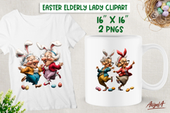 Dancing Elderly lady and best friend Easter clipart PNG Product Image 1