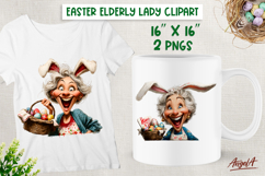 Easter clipart Elderly lady Easter eggs Funny Grandma PNG Product Image 1