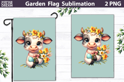Easter Cow Garden Flag | Spring Floral Sublimation Product Image 1