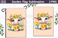 Easter Cow Garden Flag | Floral Spring Sublimation Product Image 1