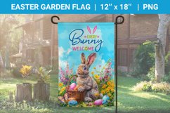 Easter Garden Flag Sublimation Design, Easter bunny flag Product Image 1