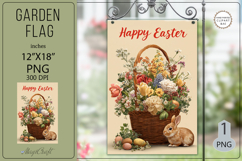 Garden flags| Sublimation|Happy Easter bunny flags flowers Product Image 1
