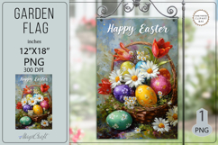 Happy Easter Garden flags|wildflowers in a basket Easter egg Product Image 1