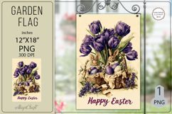 Garden flags| Sublimation|Happy Easter bunny flags tulips Product Image 1