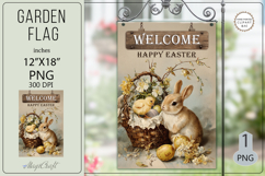 Welcome Happy Easter Garden flags| basket bunny chicken egg Product Image 1