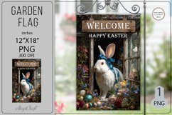 Welcome Happy Easter Garden flags| basket bunny chicken egg Product Image 1