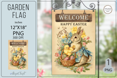 Welcome Happy Easter Garden flags| basket bunny chicken egg Product Image 1