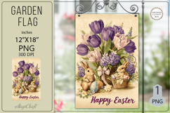 Garden flags| Sublimation|Happy Easter bunny flags tulips Product Image 1