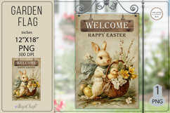Welcome Happy Easter Garden flags| basket bunny chicken egg Product Image 1