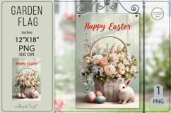 Garden flags| Sublimation|Happy Easter bunny flags flowers Product Image 1