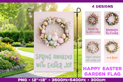 Easter Garden Flag Sublimation Design with Floral Wreath Product Image 1