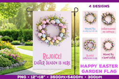 Easter Garden Flag Sublimation Design with Floral Wreath Product Image 1