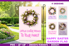 Easter Garden Flag Sublimation Design with Floral Wreath Product Image 1