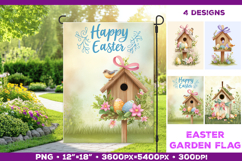 Spring Garden Flag PNG. Easter Garden Flag Sublimation Product Image 1