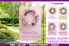 Easter Garden Flag Sublimation Design with Floral Wreath Product Image 1
