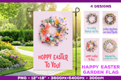 Easter Garden Flag Sublimation Design with Floral Wreath Product Image 1