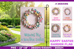 Easter Garden Flag Sublimation Design with Floral Wreath Product Image 1