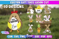 Easter Gift Tag Laser Cut Bundle, Engraved Easter Bunny Tags Product Image 1