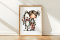 Easter Girl and Bunny Clipart Product Image 3