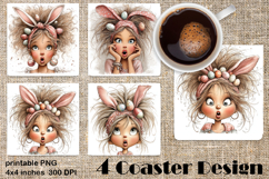 Happy Easter Square Coaster Sublimation. Funny bunny Product Image 1