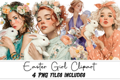 Easter Girl Clipart Sublimation PNG Product Image 1