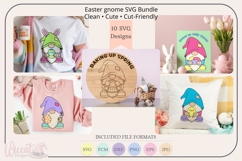 Easter Gnome SVG Bundle, Cute Spring Gnome SVG Cut Files Product Image 1