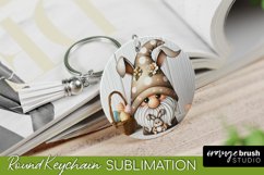 Easter Bunny Gnome Easter Round Keychain Sublimation Design Product Image 1