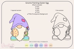 Easter gnome painting egg svg cut file, spring gnome svg Product Image 2