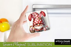 Easter Gnome Sublimation Magnet Square Design Fridge Magnet
