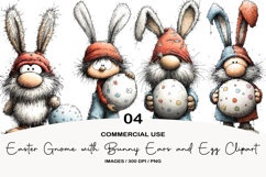 Easter Gnome with Bunny Ears and Egg Clipart Product Image 1