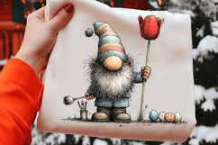 Easter Gnome with Tulip and Egg Clipart Product Image 2