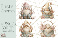 Easter Gnomes Clipart, Cute Bunny Hats, Pastel Eggs Png Product Image 1
